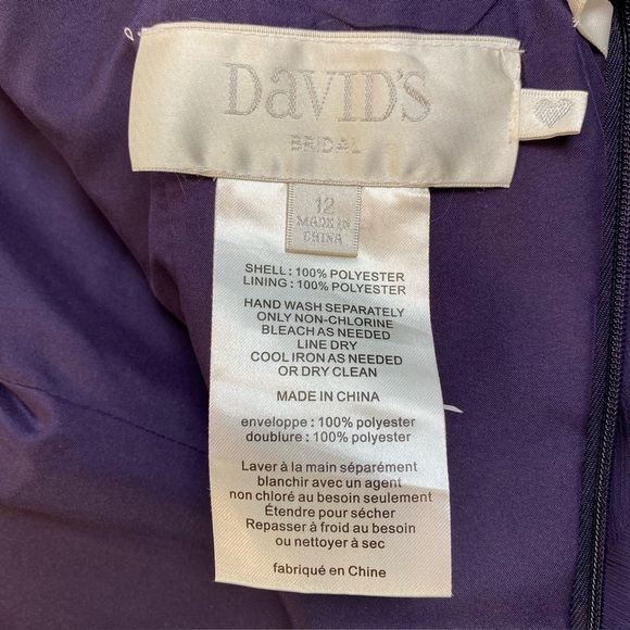 David's Bridal Strapless Short Dress Pleated Chiffon in Lapis Purple Sz 12 - Picture 12 of 16